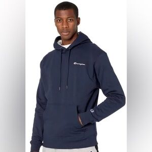 Champion Lightweight Script Logo Long sleeve Hooded Tee, Navy size M